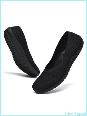 Wide Toe Box Flats for Women Knit Ballet Walking Shoes